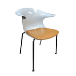 Used JSI Wink Stack Chair W Arms Gloss White and Briza Aztec