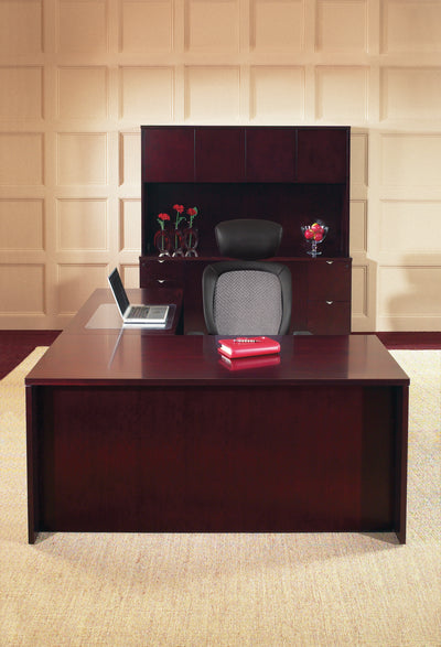 Office Star Kenwood L Shape 66"X78" - Office Desk in Mahogany