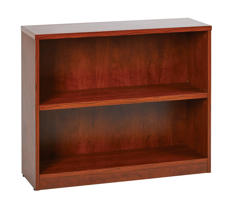 Office Star 36Wx12Dx30H 2-Shelf Bookcase with 1" Thick Shelves - 2-Shelf Office Bookcase in Cherry