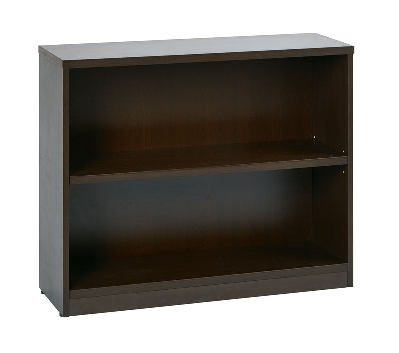 Office Star 36Wx12Dx30H 2-Shelf Bookcase with 1" Thick Shelves - 2-Shelf Office Bookcase in Espresso