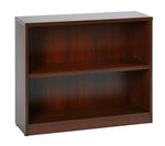 Office Star 36Wx12Dx30H 2-Shelf Bookcase with 1" Thick Shelves - 2-Shelf Office Bookcase in Mahogany