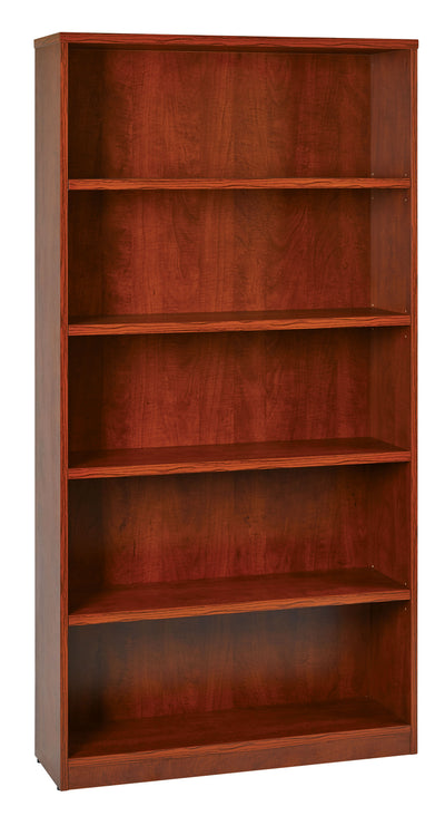 Office Star 36Wx12Dx72H 5-Shelf Bookcase with 1" Thick Shelves - - 5-Shelf Office Bookcase in Cherry