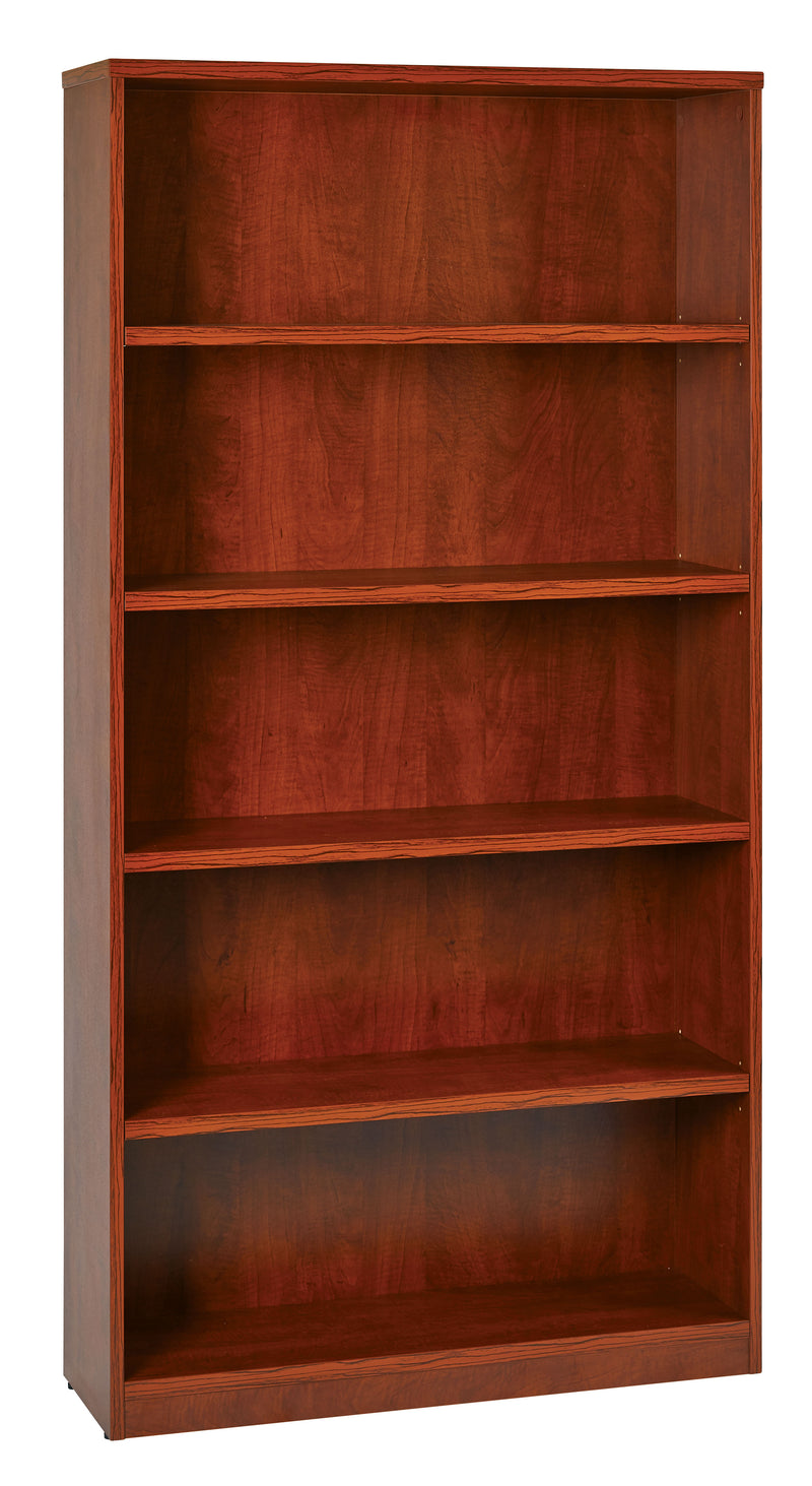 Office Star 36Wx12Dx72H 5-Shelf Bookcase with 1" Thick Shelves - - 5-Shelf Office Bookcase in Cherry
