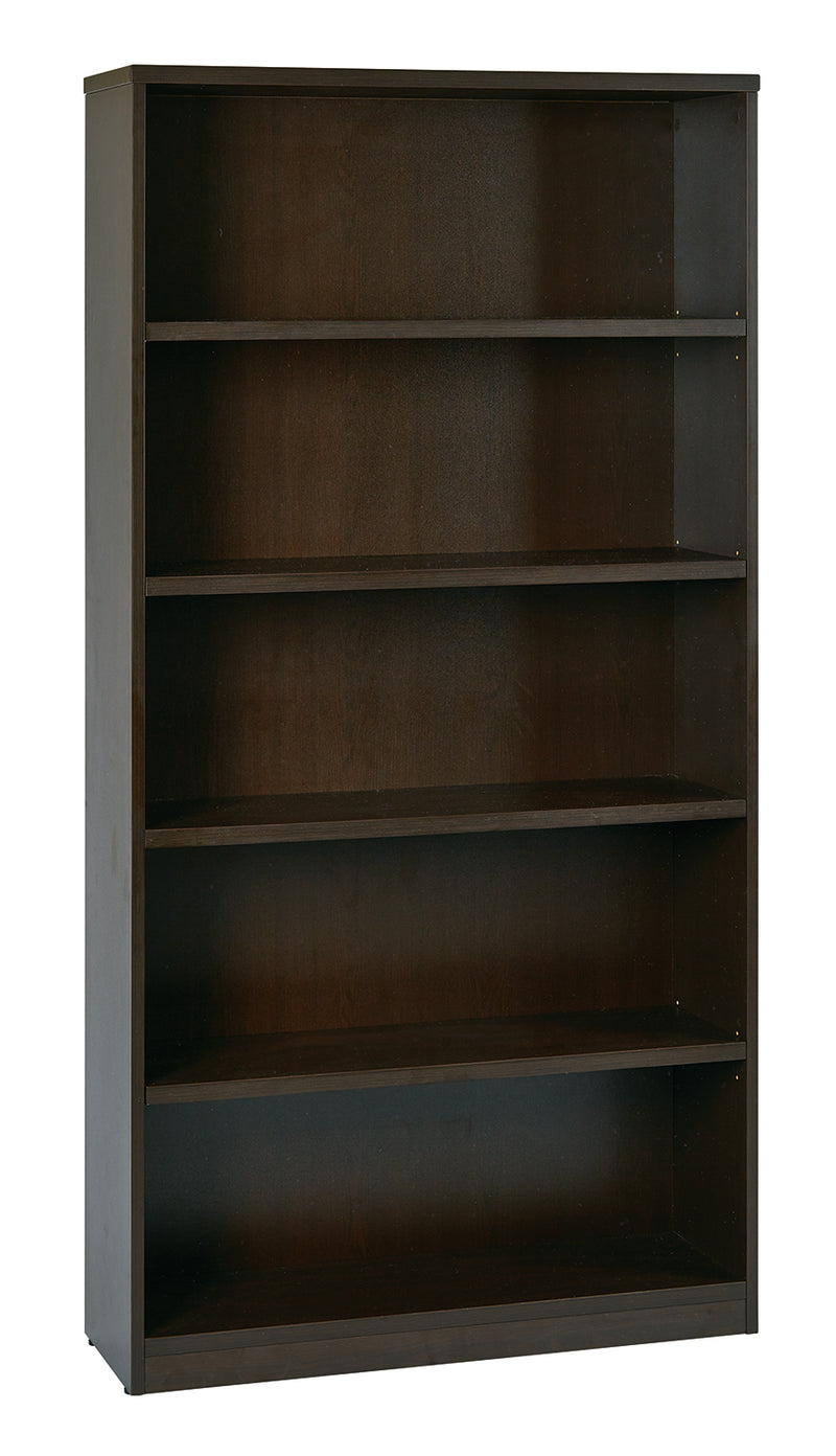 Office Star 36Wx12Dx72H 5-Shelf Bookcase with 1" Thick Shelves - - 5-Shelf Office Bookcase