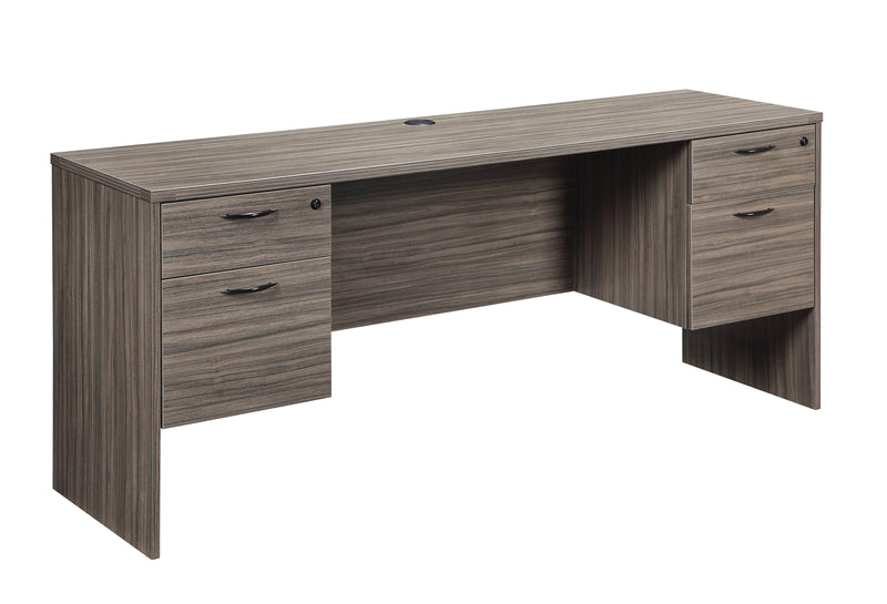 Office Star Lodi Double Pedestal Credenza 71"X20" - Office File Pedestal in Urban Walnut