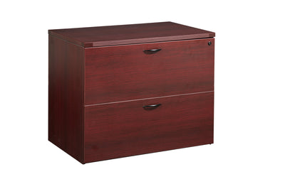 Office Star Napa 2-Drawer Lateral File 35.5X22 - Lateral File Cabinet in Mahogany