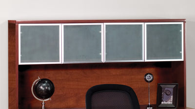 Office Star Overhead with Glass Doors 71 x 15 x 36 - Office Storage Unit in Cherry