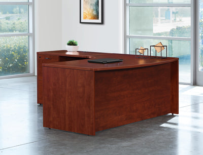 Office Star Napa Left L Shape with Curved Corner 71"X83" - Office Desk in Cherry