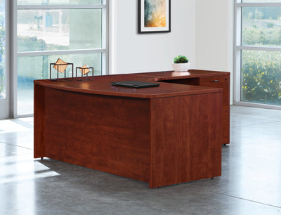 Office Star Napa Right L Shape with Curved Corner 71"X83" - Office Desk in Cherry