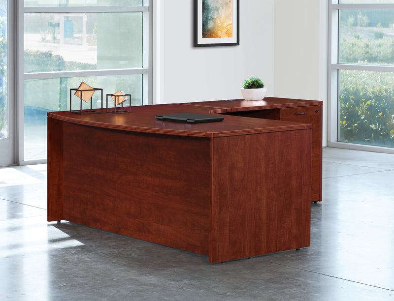 Office Star Napa Right L Shape with Curved Corner 71"X83" - Office Desk in Cherry