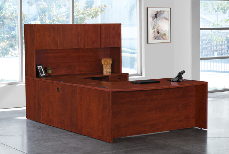 Office Star Napa U Shape with Hutch 71X113 - Desk Hutch in Cherry