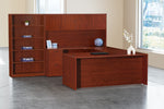 Office Star Napa Left U with Bookcase 107X107 - Office Bookcase in Cherry