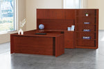 Office Star Napa Right U with Bookcase 107X107 - Office Bookcase in Cherry