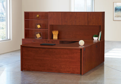 Office Star Napa Left U with Corner + Storage 107X107 - Office Desk in Cherry