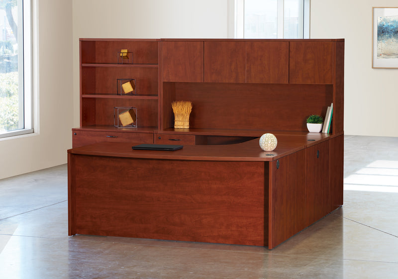 Office Star Napa Left U with Corner + Storage 107X107 - Office Desk in Cherry