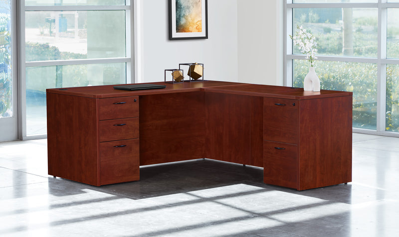 Office Star Napa L Shape 66"X78" - Office Desk in Cherry