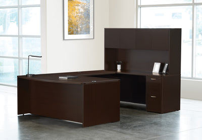 Office Star Napa U Shape with Hutch 71X113 - Desk Hutch in Espresso