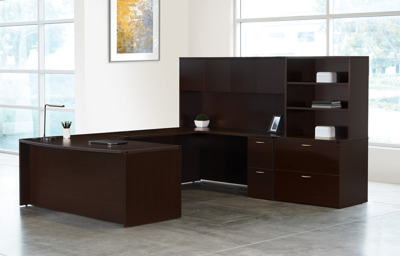 Office Star Napa Right U with Corner + Storage 107X107 - Office Desk in Espresso