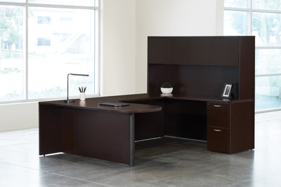 Office Star Napa U with Right Corner Bullet 71X101 - Office Desk in Espresso