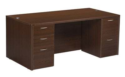 Office Star Napa Double Pedestal Desk 71"X35" - Office File Pedestal in Espresso