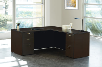 Office Star Napa L Shape 66"X78" - Office Desk in Espresso