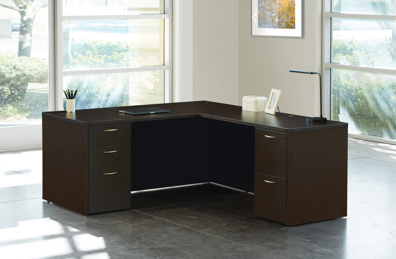 Office Star Napa L Shape 66"X78" - Office Desk in Espresso