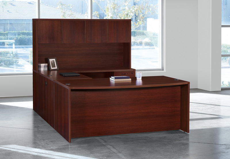 Office Star Napa U Shape with Hutch 71X113 - Desk Hutch in Mahogany
