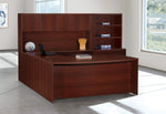 Office Star Napa U Shape with Hutch + Storage 107X113 - Desk Hutch in Mahogany