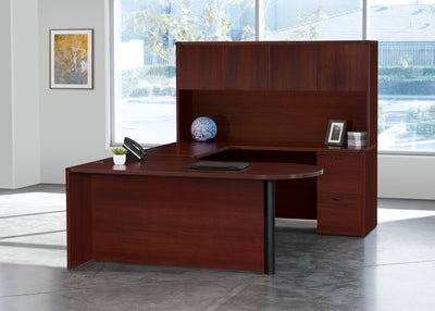Office Star Napa U with Right Corner Bullet 71X101 - Office Desk in Mahogany