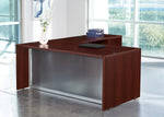 Office Star L-Shape with Glass Modesty Panel 71" x 84" - Desk Modesty Panel in Mahogany