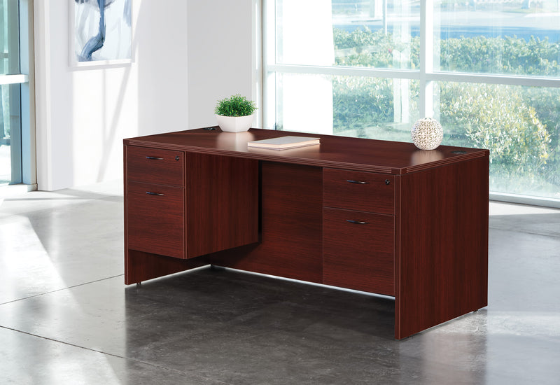 Office Star Napa Double Pedestal Desk 71"X35" - Office File Pedestal in Mahogany
