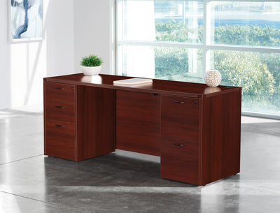Office Star Napa Kneespace Credenza 71"X24" - Office Credenza in Mahogany