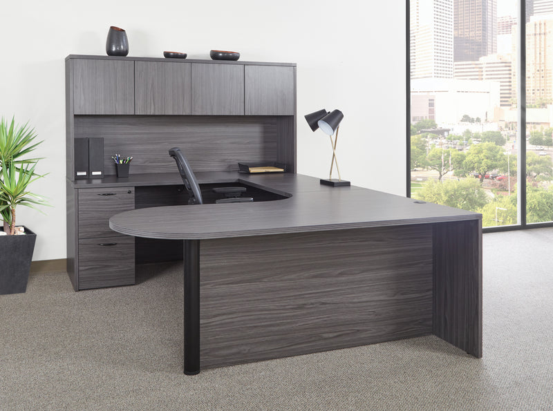 Office Star Napa U with Left Corner Bullet 71X101 - Office Desk in Slate Grey