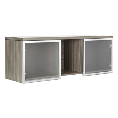 Office Star Wall-Mount Overhead with Glass Doors - Office Casegood in Urban Walnut