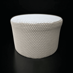 used OFS Boost Round Ottomon – Grey W/Black Circles