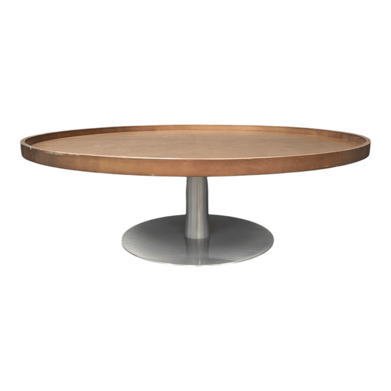 Bernhardt 40in Round Table - Mahogany Top/Stainless Steel Base