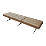 Bernhardt 82in Argon Bench - Brown Leather/Chrome Legs