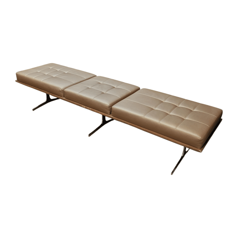 Bernhardt 82in Argon Bench - Brown Leather/Chrome Legs