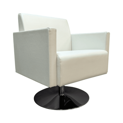 White Club Chair on Chrome Swivel Base
