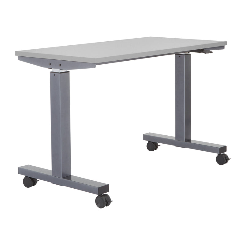 Office Star HT Adjustable TBLE 2/CTNS GRY TOP/TITANIUM BASE 48X24 KD - Office Table in Grey/Titanium