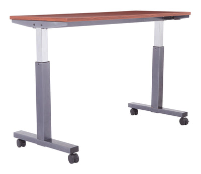 Office Star Adjustable TBL 2/CTNS CHY TOP/TITANIUM BASE 60X24 KD - Office Table in Cherry/Titanium