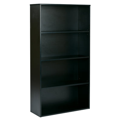 OSP Prado 60" 4-Shelf Bookcase - 4-Shelf Office Bookcase in Black