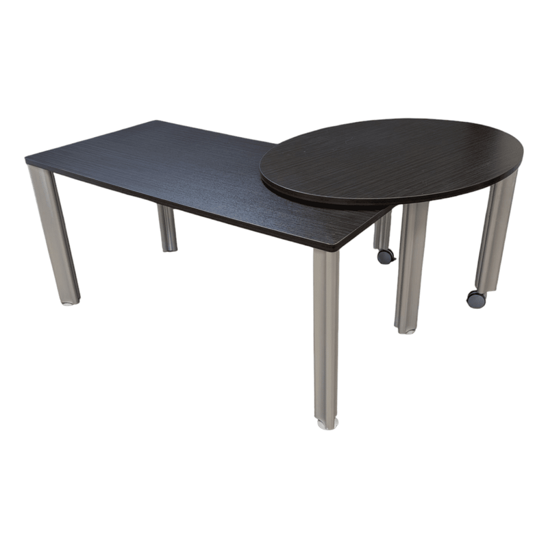 60x30 Desk with Mobile oval return, espresso top and chrome legs