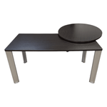 Pre-Owned Espresso 60" x 30" Desk with Mobile 47" x 36" Oval Return | Contemporary Office Workstation