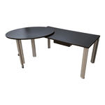 Pre-Owned Espresso 60" x 30" Desk with Mobile 47" x 36" Oval Return | Contemporary Office Workstation