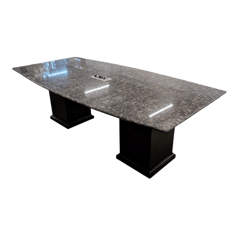 8' Granite Conference Table with black bases.