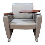 Pre-Owned Haworth Mobile Chocolate Mint Tablet Chair | Swivel Work Surface with Cup Holder