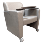 Pre-Owned Haworth Mobile Chocolate Mint Tablet Chair | Swivel Work Surface with Cup Holder