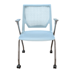 Pre-Owned Haworth Very Seminar Mobile Side Chair | Glacier Plastic Seat Chrome Legs