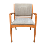 Pre-Owned Kimball Beo Guest Chair | Cherry Wood Frame with Mocha Fabric Upholstery